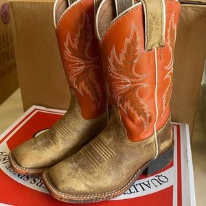 Justin Boots Orange Top Boys Size 9D